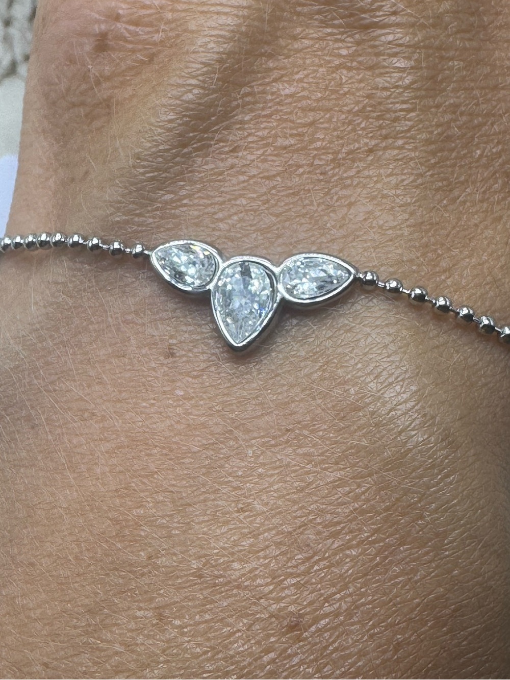 Stainless Steel Cubic Zirconia Teardrop Bracelet